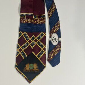 Sherry Wolf Baroque 100% Silk Tie Maroon Navy and Gold Made in Italy
